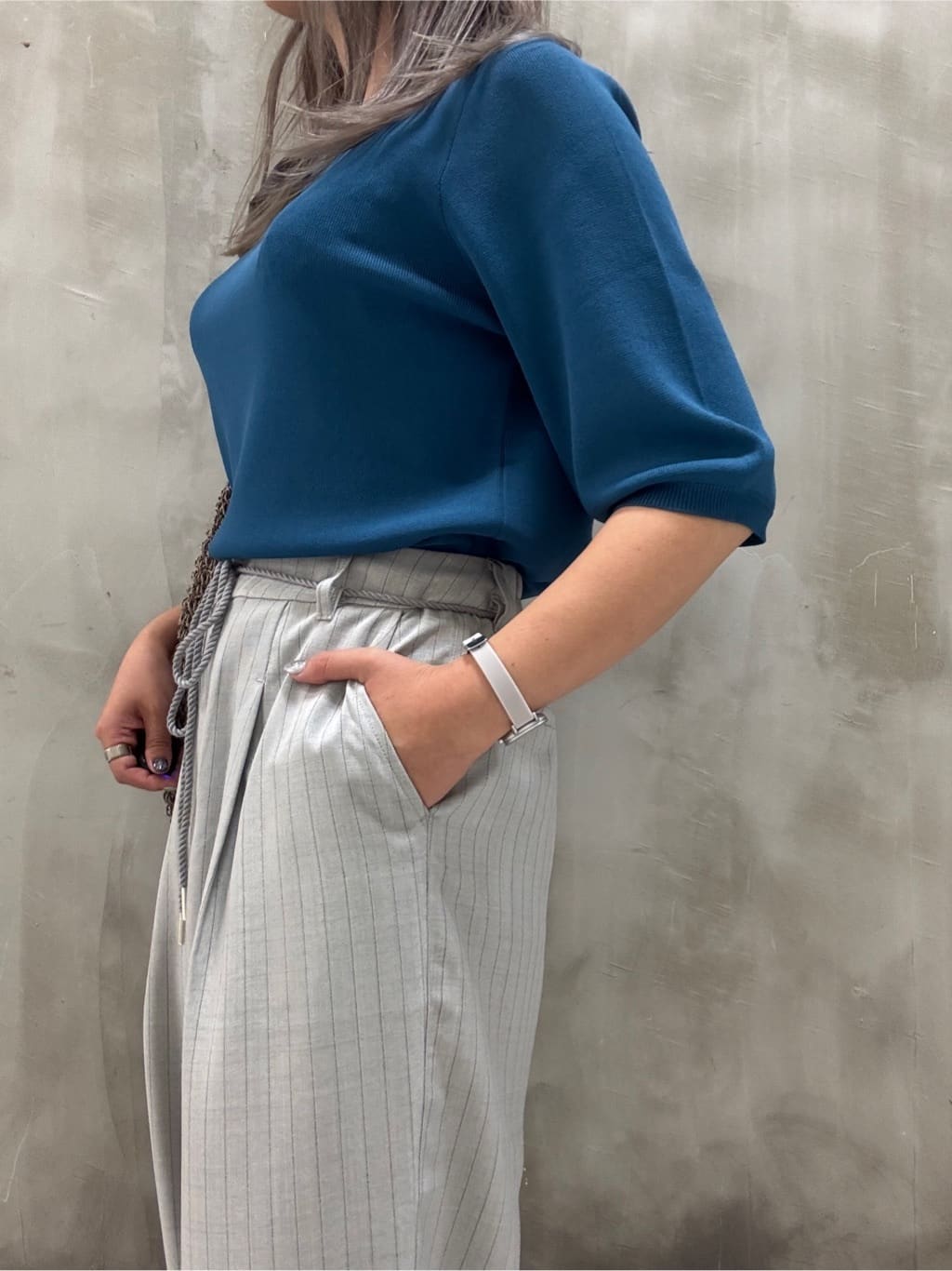 minaさんの「grove｜ひんやり多機能・やわらかドライタッチ五分袖プルオーバー」を使ったコーディネート