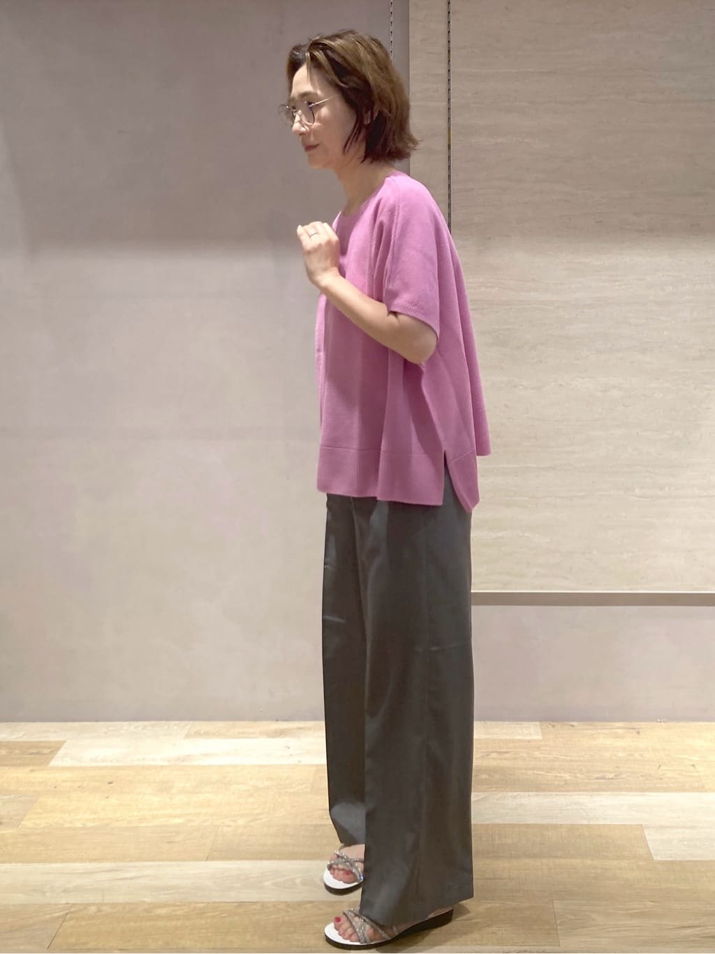 たけねぇさんの「OPAQUE.CLIP｜《5色展開／S-LLサイズ》リラクシーメッシュニット【洗濯機洗い可】」を使ったコーディネート