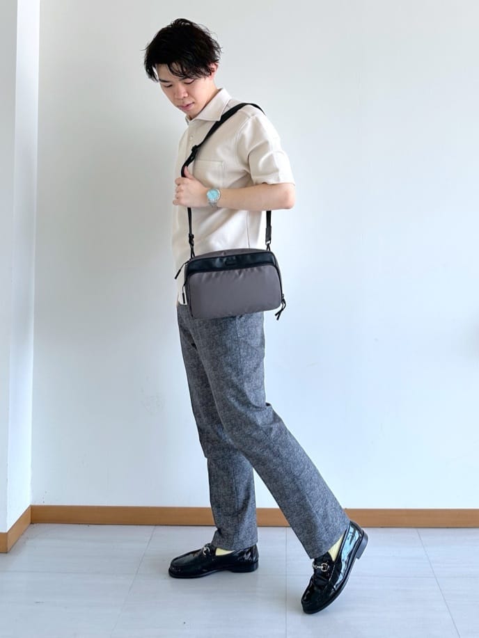 イッシーさんの「TAKEO KIKUCHI｜【抗菌防臭／9色5サイズ展開】ハニカムメランジ ポロシャツ」を使ったコーディネート