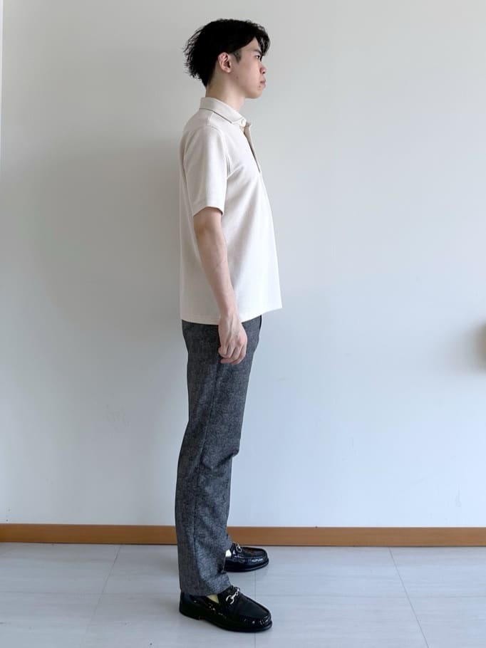 イッシーさんの「TAKEO KIKUCHI｜【抗菌防臭／9色5サイズ展開】ハニカムメランジ ポロシャツ」を使ったコーディネート