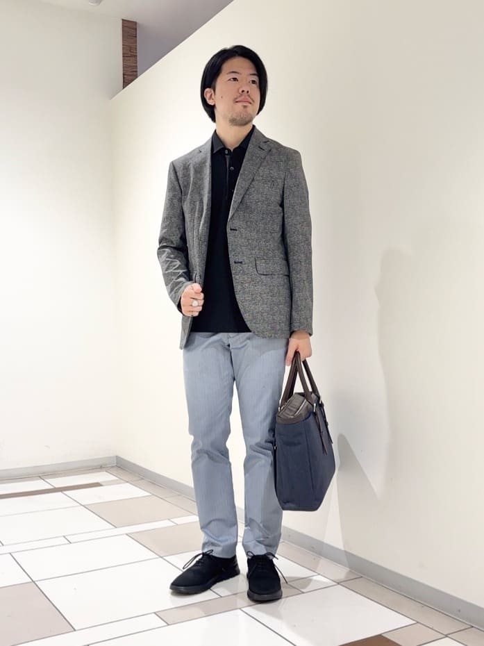 及川さんの「TAKEO KIKUCHI｜【抗菌防臭】COOL DOTS（R）ドビープリント ジャケット」を使ったコーディネート