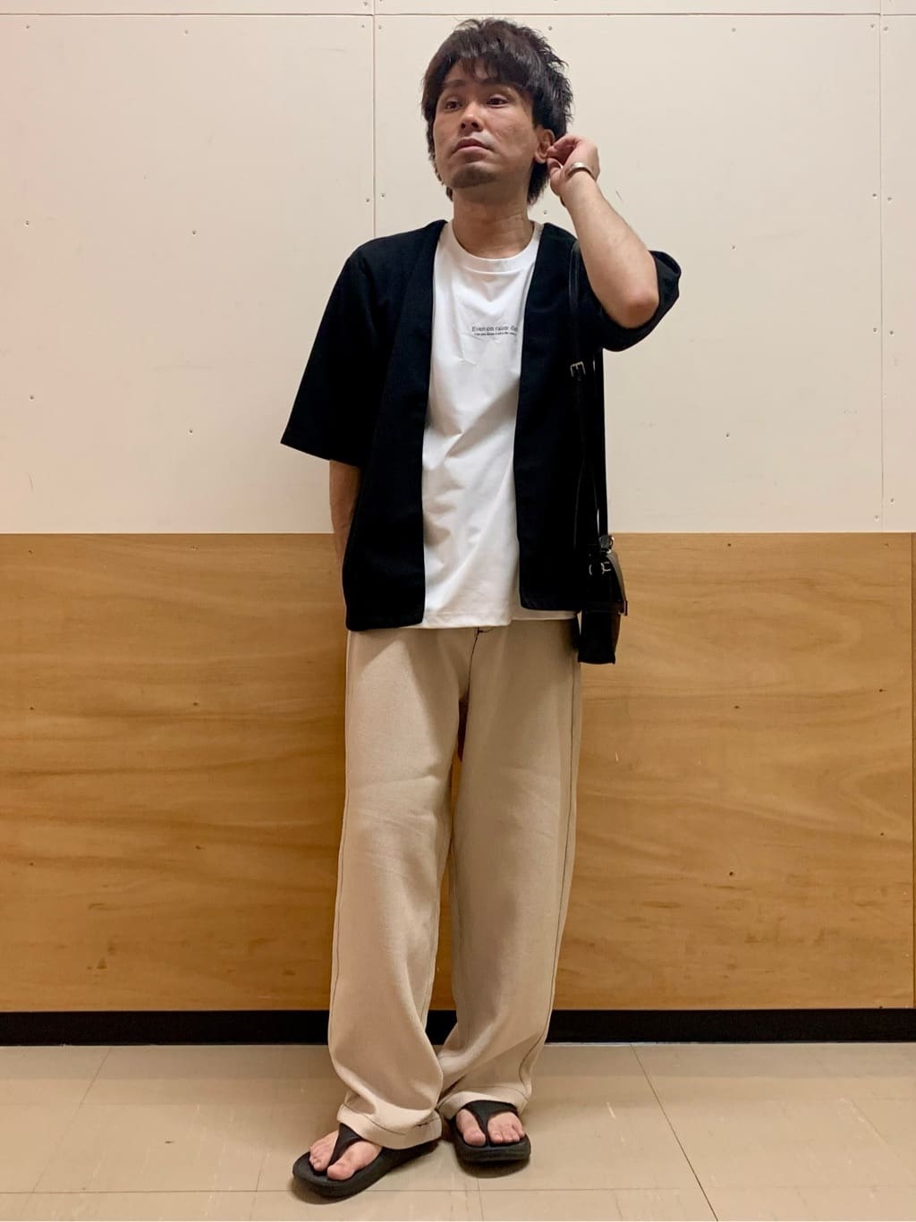 MATUさんの「THE SHOP TK｜五分袖カーディガン+半袖Tシャツセットアイテム 洗濯機OK」を使ったコーディネート