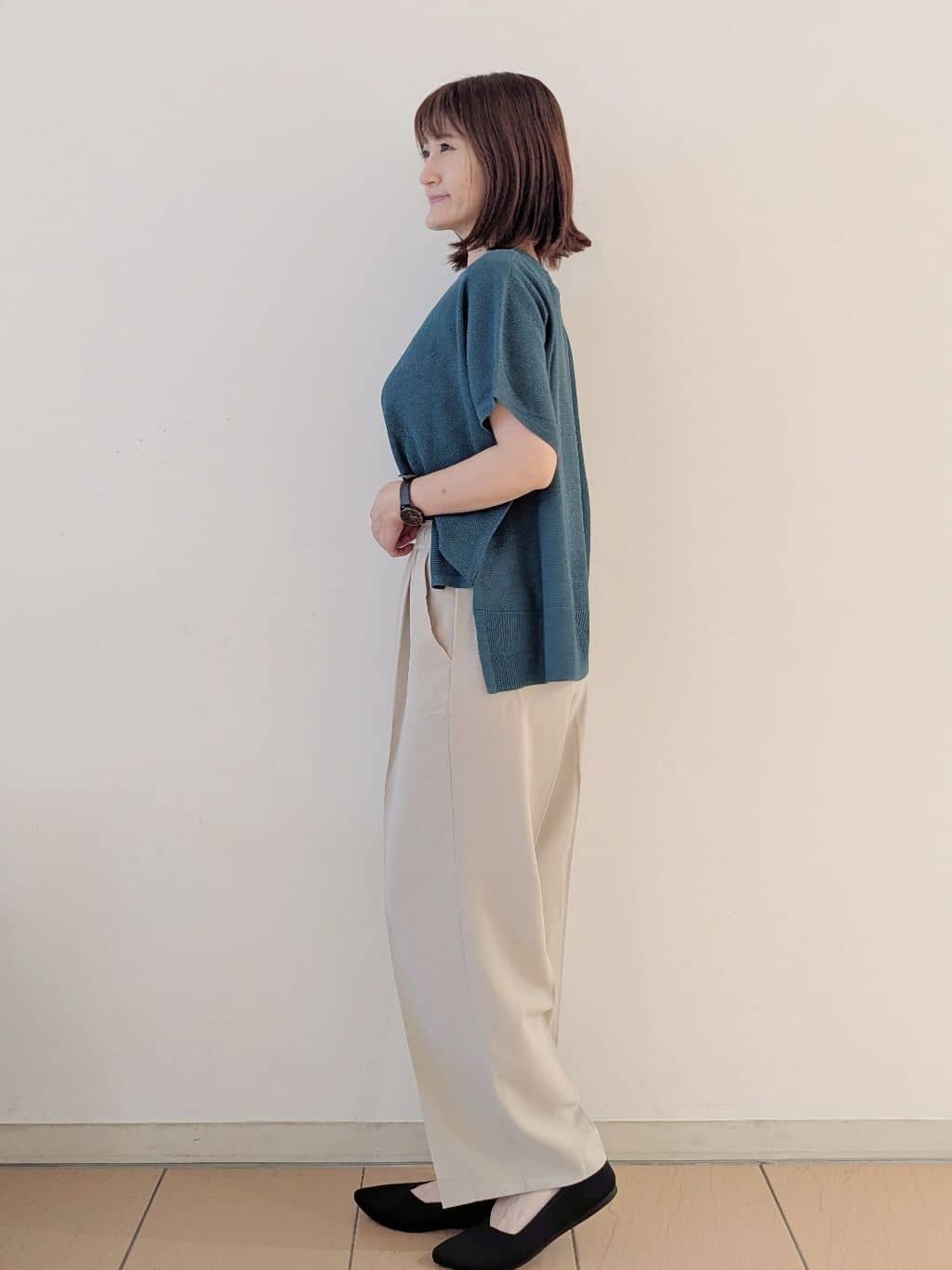 Miさんの「OPAQUE.CLIP｜《5色展開／S-LLサイズ》リラクシーメッシュニット【洗濯機洗い可】」を使ったコーディネート