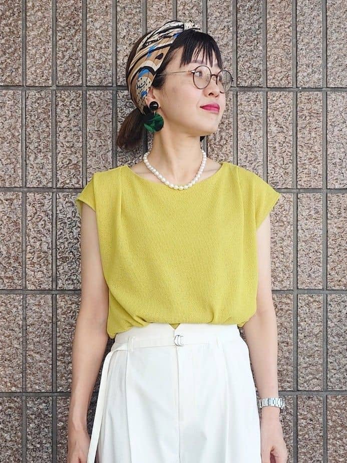 MUTSUKOさんの「UNTITLED｜【ジャージ素材】インナードッキングシアーカットソー」を使ったコーディネート