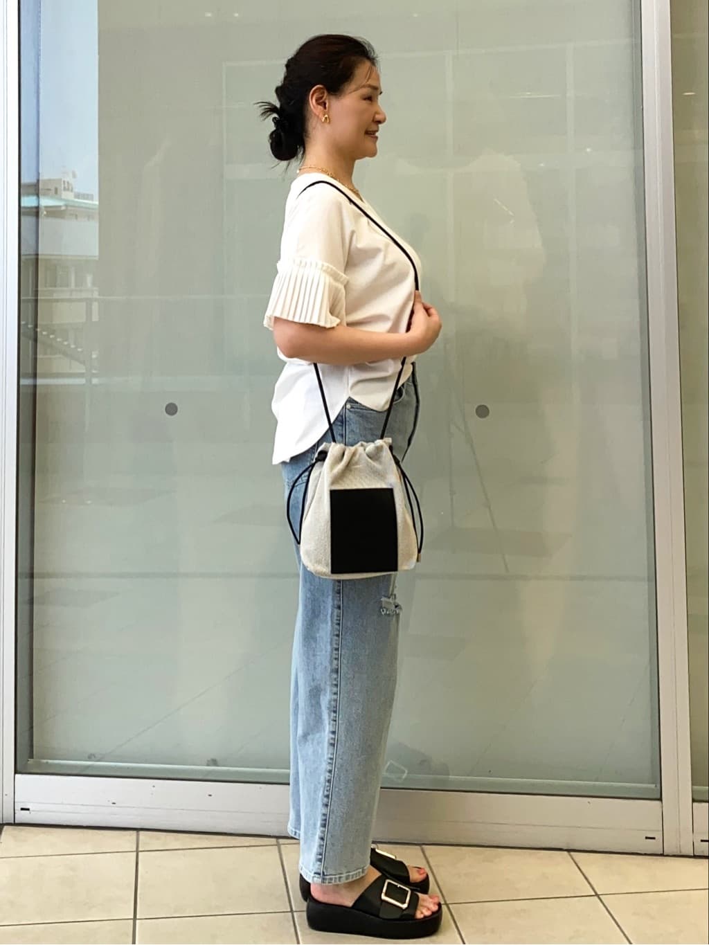 Jeanさんの「OPAQUE.CLIP｜プリーツスリーブドッキングトップス【洗濯機洗い可】」を使ったコーディネート