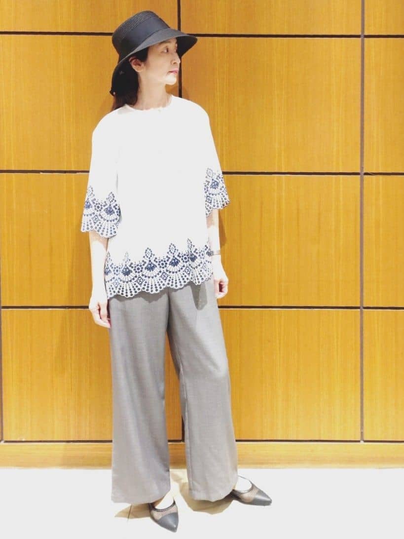 Kさんの「Reflect｜◆【ウエスト総ゴム／脚長効果◎】ドライタッチワイドパンツ」を使ったコーディネート