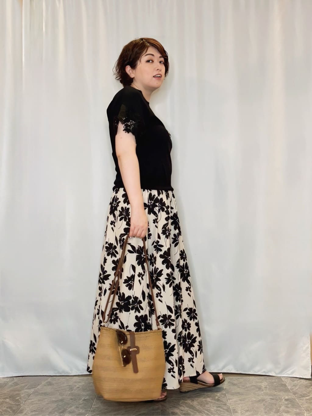 たみさんの「SHOO･LA･RUE｜【S-LL/ひんやり/UV/】大人上品な お袖レースニット」を使ったコーディネート