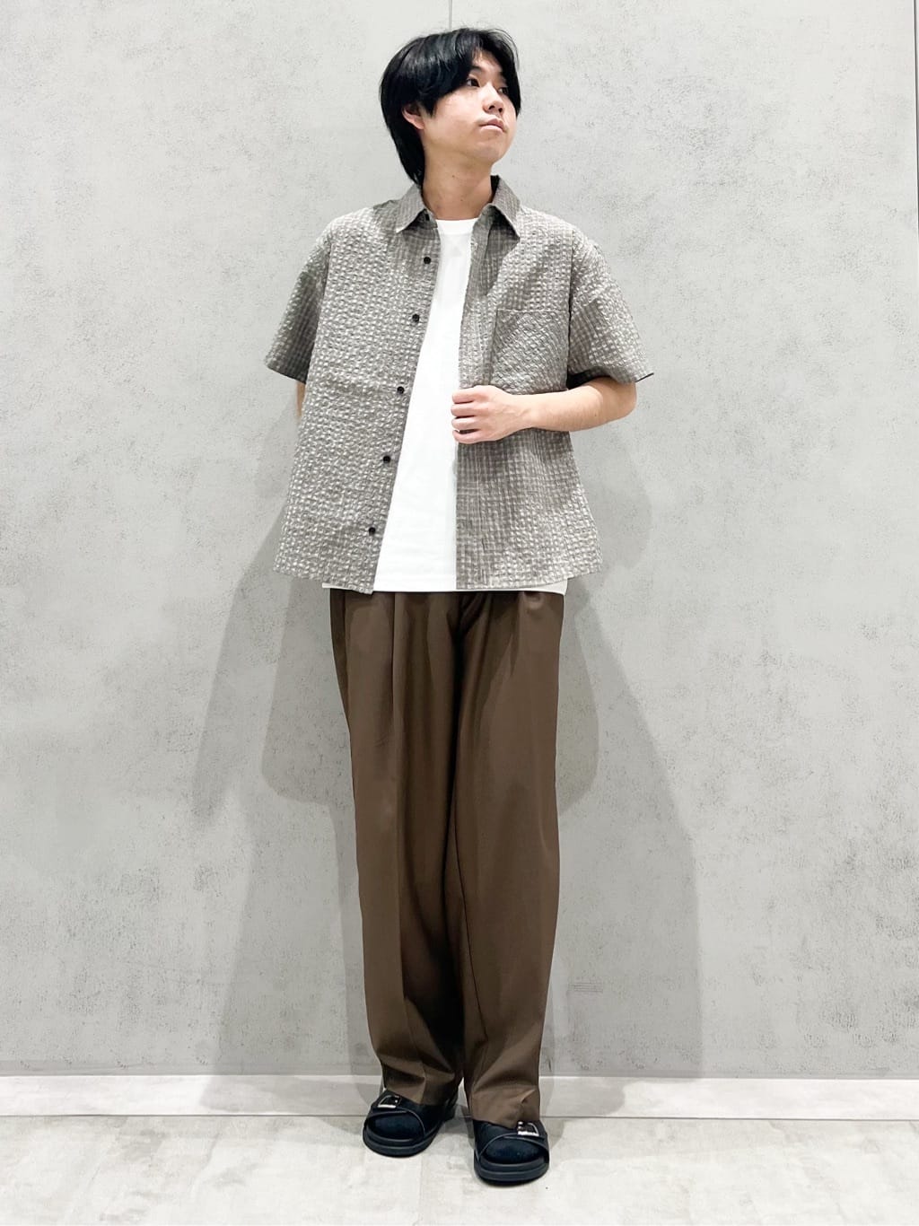 SHI-MAさんの「THE SHOP TK｜パーフェクテックリンクス半袖Tシャツ 【接触冷感／吸水速乾／UVカット／洗濯機OK】」を使ったコーディネート