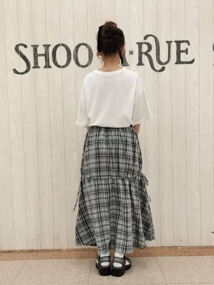 masamiさんの「SHOO･LA･RUE｜【S-LL】シルエットが変えられる チェック柄リボンフレアスカート」を使ったコーディネート