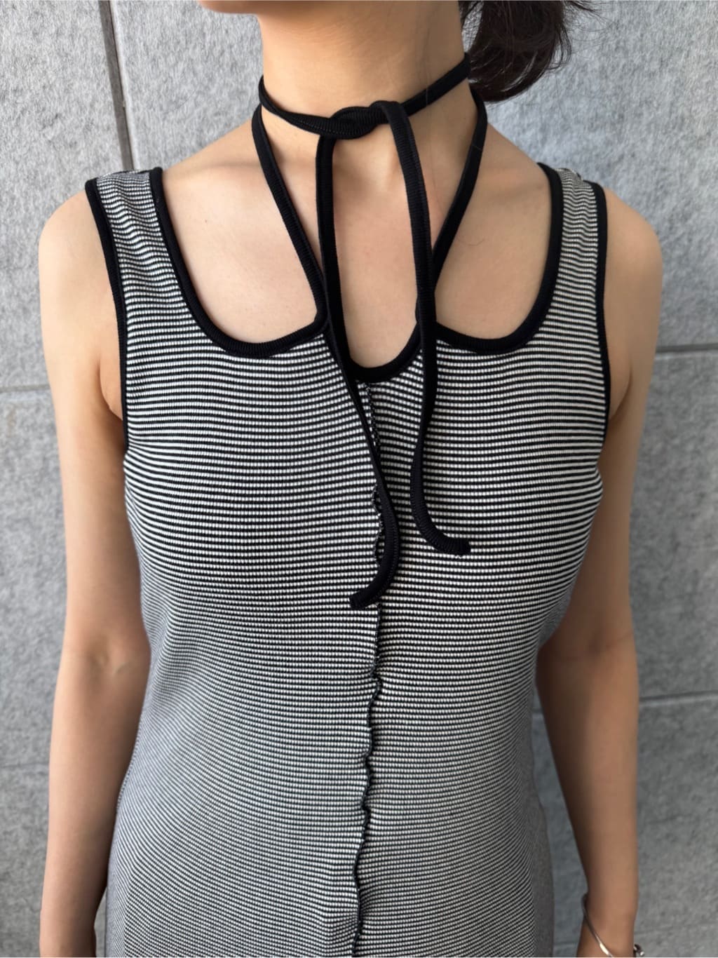 uchi__yamaさんの「CODE A｜【Cup-in】chic border jersey dress」を使ったコーディネート