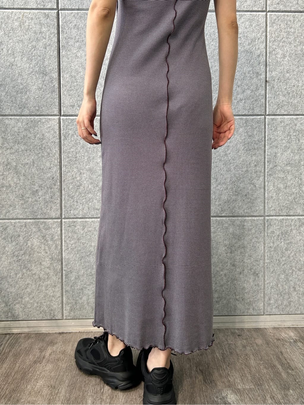 harunaさんの「CODE A｜【Cup-in】chic border jersey dress」を使ったコーディネート