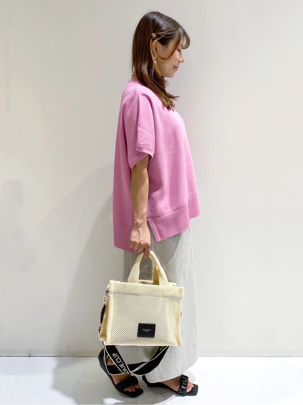 ちぃさんの「OPAQUE.CLIP｜《5色展開／S-LLサイズ》リラクシーメッシュニット【洗濯機洗い可】」を使ったコーディネート
