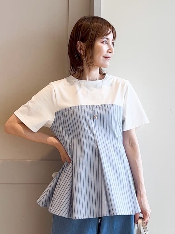 yamakoさんの「grove｜贅沢フレアーが高見え ドッキングビスチェT」を使ったコーディネート