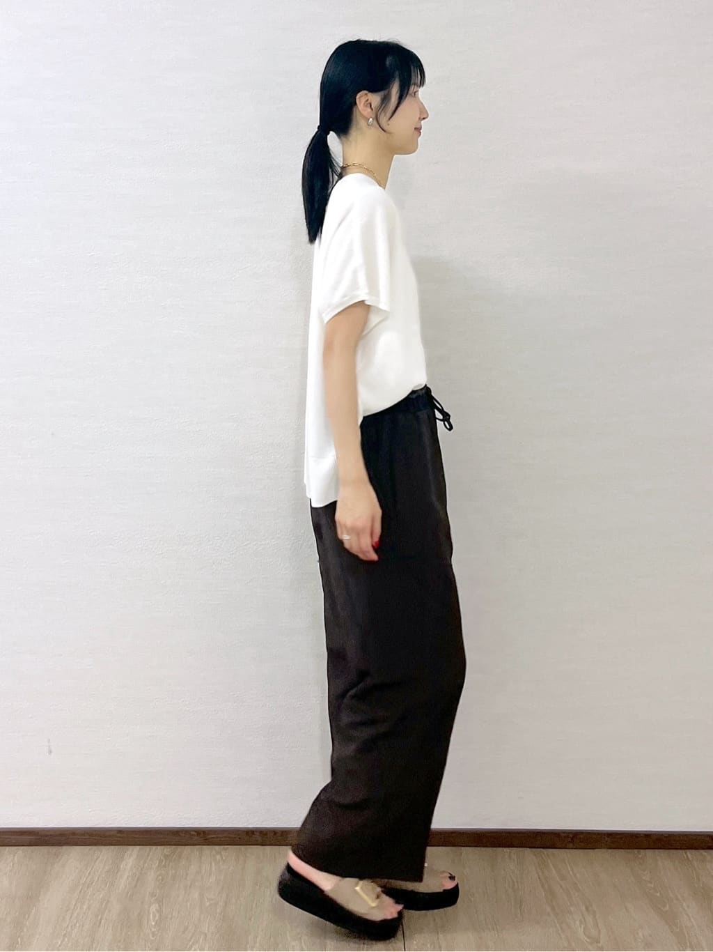 sachikoさんの「OPAQUE.CLIP｜《5色展開／S-LLサイズ》リラクシーメッシュニット【洗濯機洗い可】」を使ったコーディネート