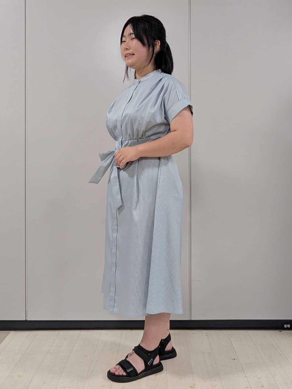 Nonさんの「index｜《XS-LLサイズ》マルチストライプシャツワンピース【洗濯機洗い可／イージーアイロン／防シワ】」を使ったコーディネート