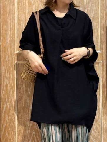 meiさんの「SHOO･LA･RUE｜【ひんやり】すっきりきれいに体型カバー コクーンシルエットワンピース」を使ったコーディネート