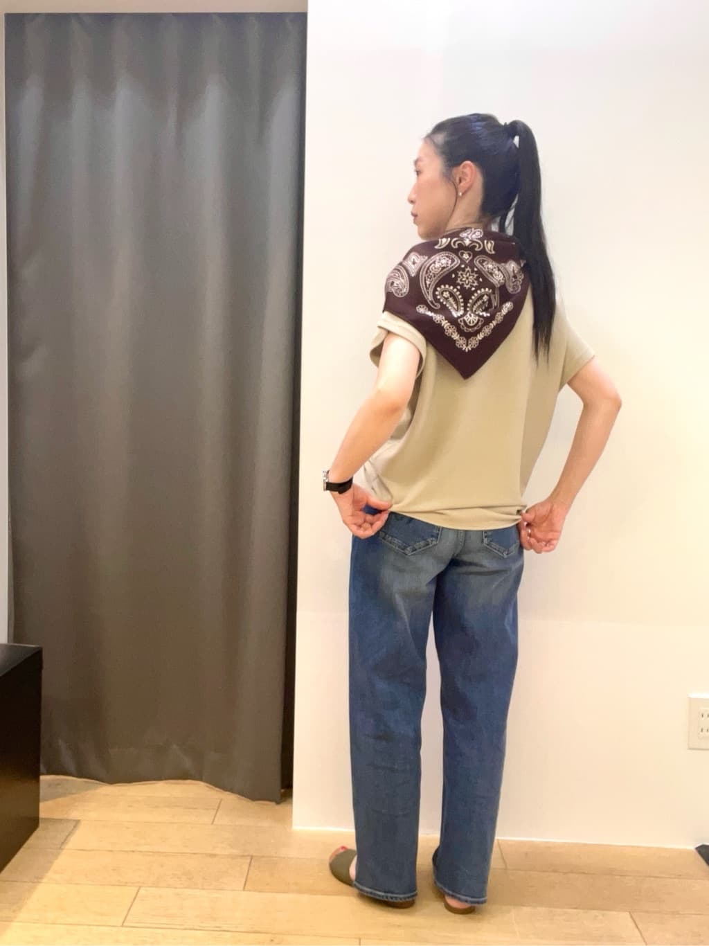 yukoさんの「INDIVI｜リネン調ペーズリースカーフ」を使ったコーディネート