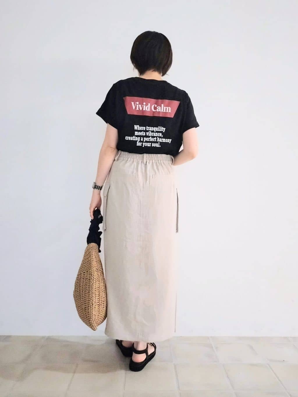 miomioさんの「SHOO･LA･RUE｜【S-LL】大人のきれいめカジュアルに 麻調カーゴナロースカート」を使ったコーディネート