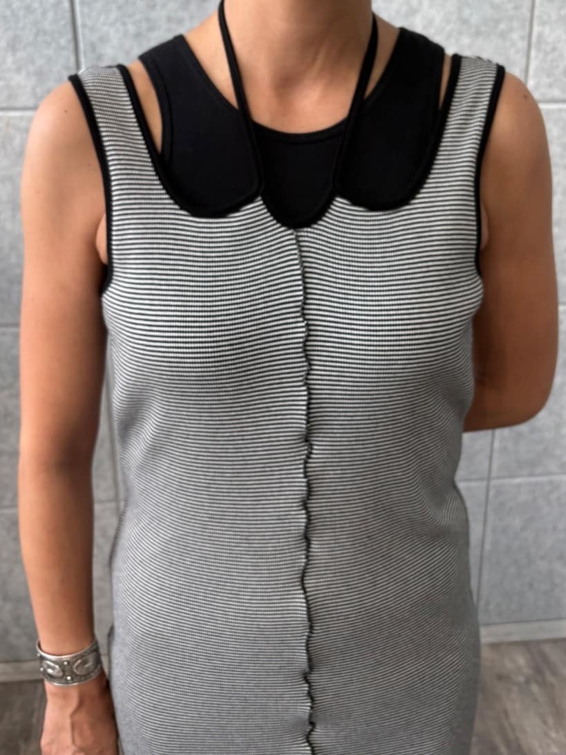 ibuさんの「CODE A｜【Cup-in】chic border jersey dress」を使ったコーディネート