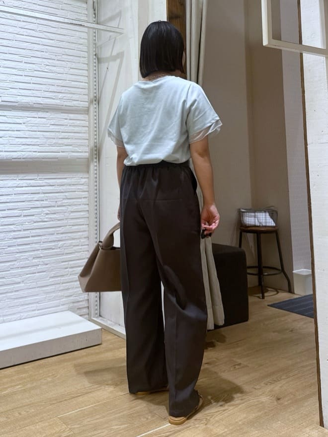 chさんの「THE SHOP TK｜麻調ピンタックワイドパンツ【洗濯機OK】」を使ったコーディネート