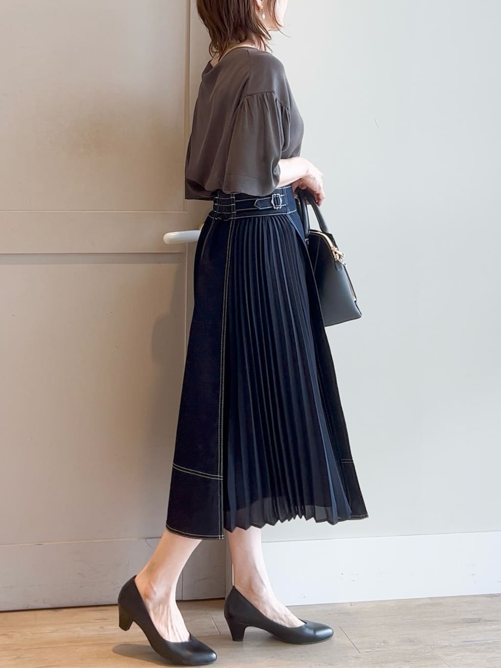 yamakoさんの「grove｜グローブ人気のスカート！デニムサイドプリーツスカート」を使ったコーディネート