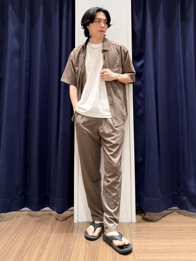 Tightさんの「THE SHOP TK｜◆クールファイバー ダブルフラップ半袖シャツ　接触冷感／吸水速乾／UVケア／軽量／セットアップ可」を使ったコーディネート