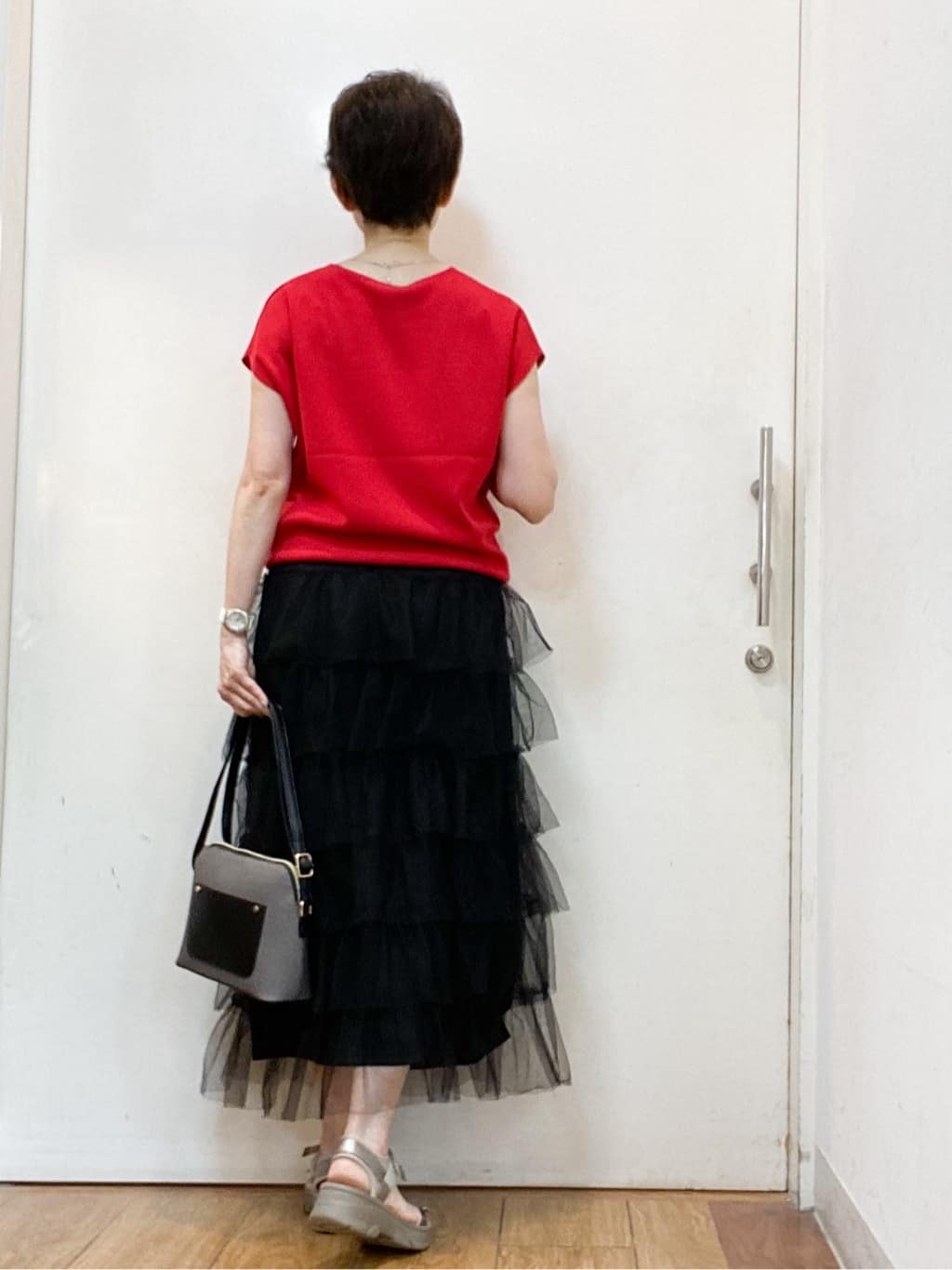 みぃさんの「SHOO･LA･RUE｜【洗える/S-LL/ひんやり】さらりと好印象　総針フレンチスリーブニット」を使ったコーディネート