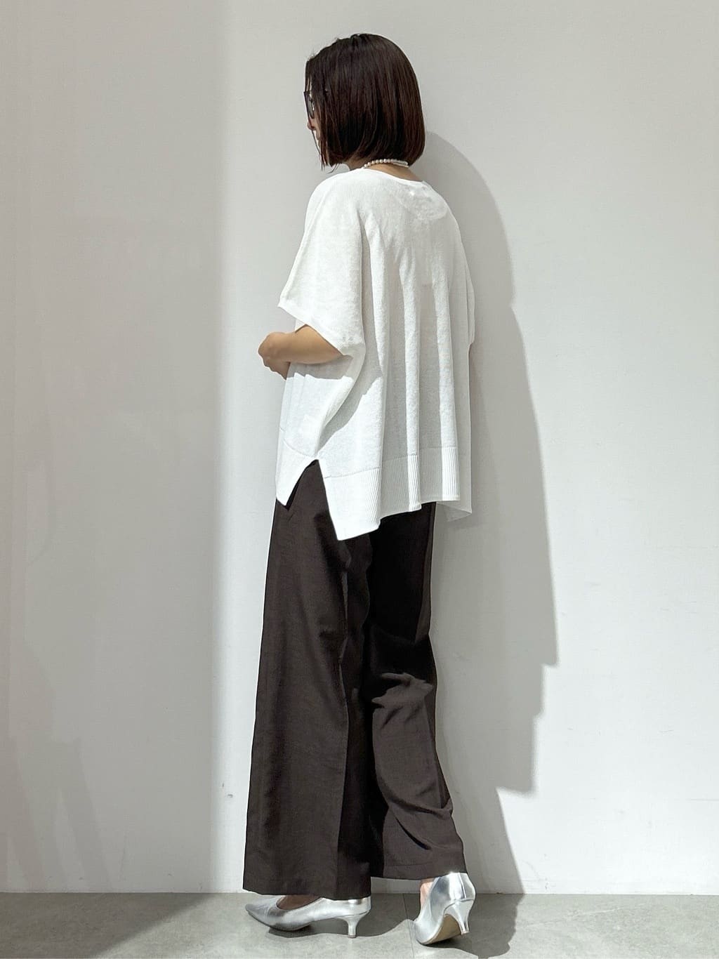 NAKAさんの「OPAQUE.CLIP｜《5色展開／S-LLサイズ》リラクシーメッシュニット【洗濯機洗い可】」を使ったコーディネート