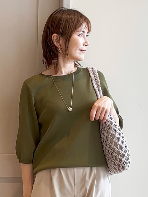 yamakoさんの「grove｜ひんやり多機能・やわらかドライタッチ五分袖プルオーバー」を使ったコーディネート