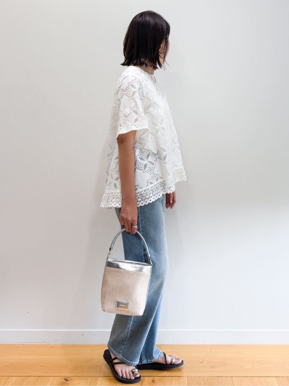 yuka.aさんの「OPAQUE.CLIP｜レースフレアブラウス【洗濯機洗い可】」を使ったコーディネート