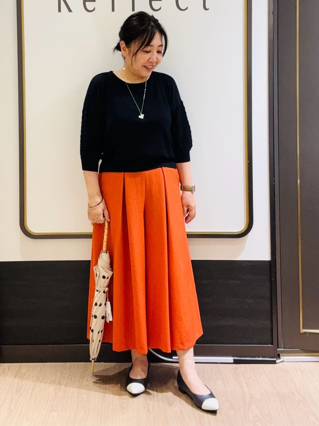かまちゃんさんの「Reflect｜◆【洗える】タックスカート風ワイドパンツ」を使ったコーディネート