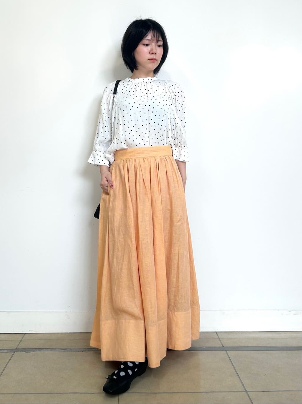 とりみさんの「DRESSTERIOR｜◆ソフトレザーバレエシューズ」を使ったコーディネート