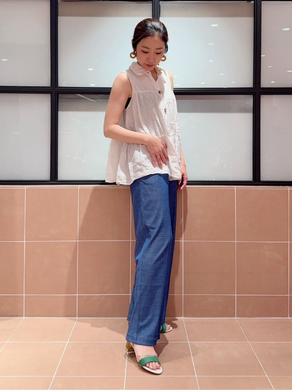 kaoriさんの「ESPERANZA｜カラーヒールサンダル」を使ったコーディネート
