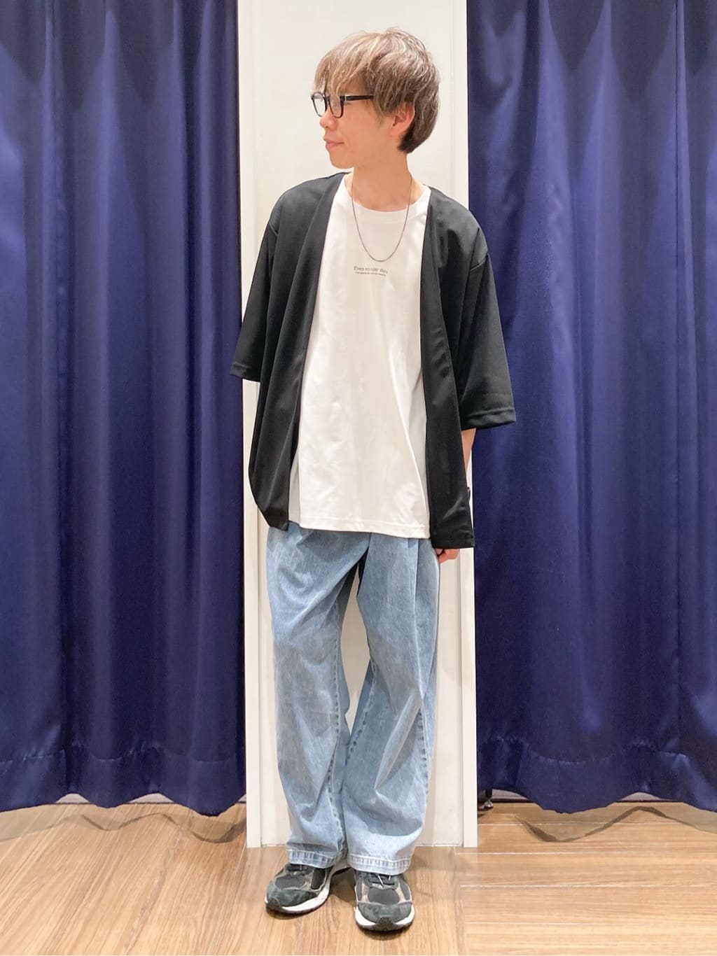 つーじーさんの「THE SHOP TK｜五分袖カーディガン+半袖Tシャツセットアイテム 洗濯機OK」を使ったコーディネート