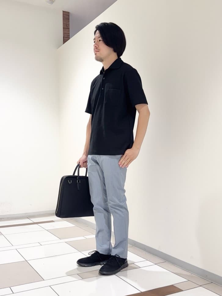 及川さんの「TAKEO KIKUCHI｜【抗菌防臭／9色5サイズ展開】ハニカムメランジ ポロシャツ」を使ったコーディネート