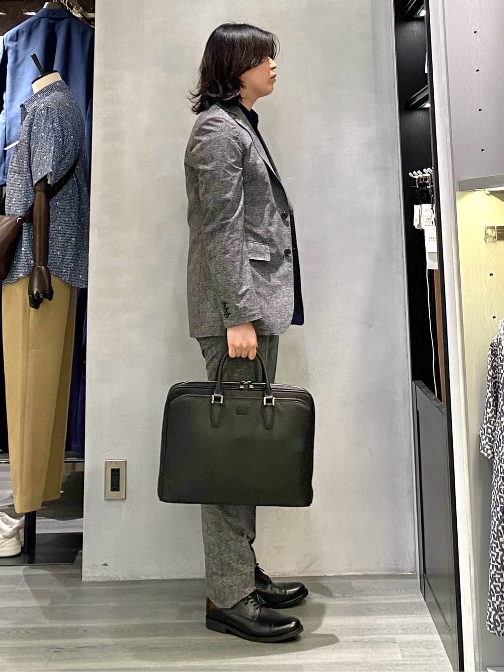 nishiさんの「TAKEO KIKUCHI｜【抗菌防臭】COOL DOTS（R）ドビープリント ジャケット」を使ったコーディネート