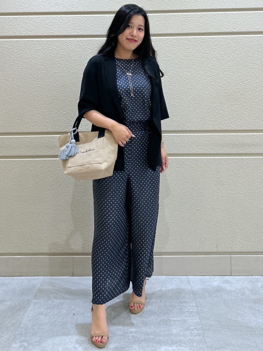 Momokaさんの「COUP DE CHANCE｜【手洗い可／日本製】小紋柄ワイドパンツ」を使ったコーディネート