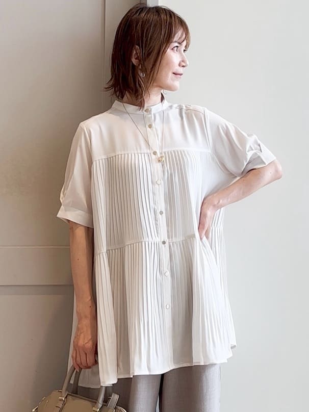 yamakoさんの「grove｜【体型カバー】ラフに着たい　ティアードプリーツブラウス」を使ったコーディネート