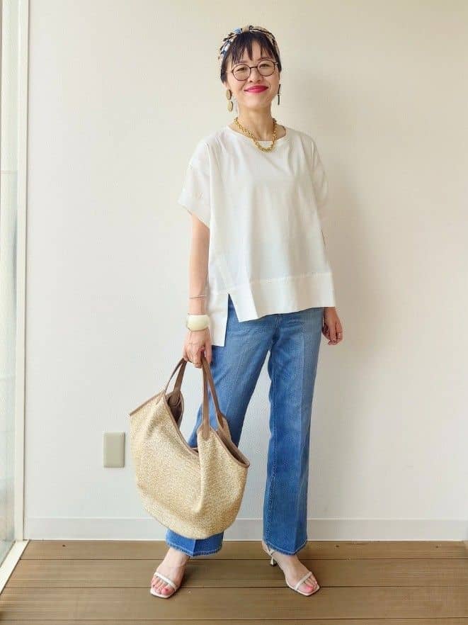 MUTSUKOさんの「UNTITLED｜【Audrey and John Wad】ダブルシルケット天竺デザインプルオーバー」を使ったコーディネート