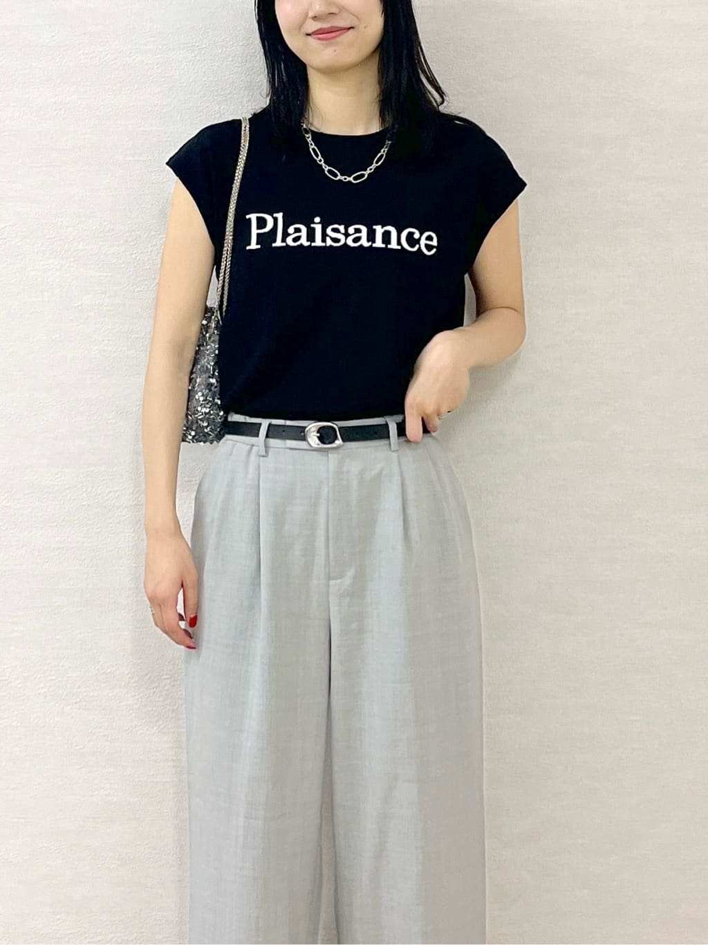 sachikoさんの「OPAQUE.CLIP｜ロゴフレンチスリーブニット【洗濯機洗い可／UV／接触冷感／抗ピル】」を使ったコーディネート