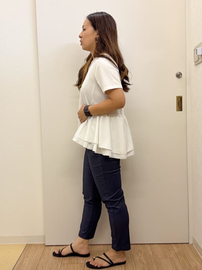 sachiさんの「grove｜【冷感】サマーハイパーストレッチテーパードパンツ」を使ったコーディネート