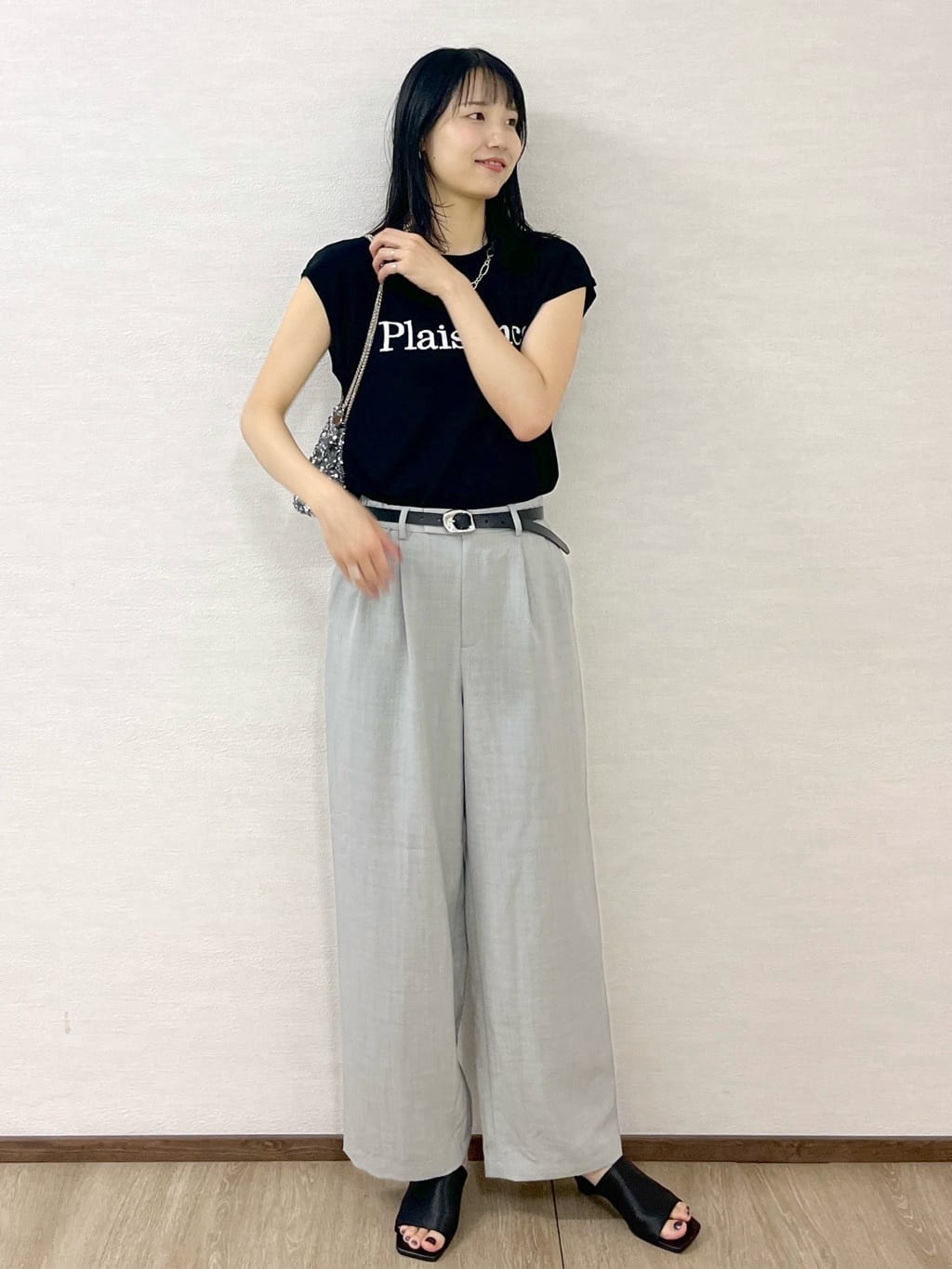 sachikoさんの「OPAQUE.CLIP｜ロゴフレンチスリーブニット【洗濯機洗い可／UV／接触冷感／抗ピル】」を使ったコーディネート