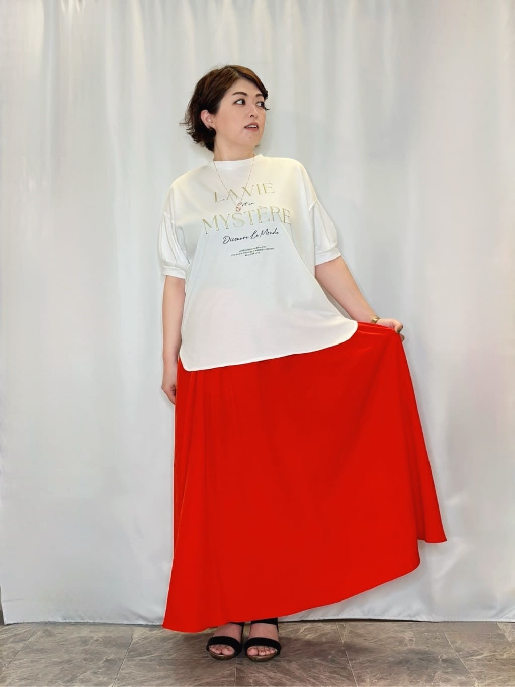 たみさんの「SHOO･LA･RUE｜【S-LL】夏のレイヤードコーデに さらりと着られるメッシュジレ」を使ったコーディネート
