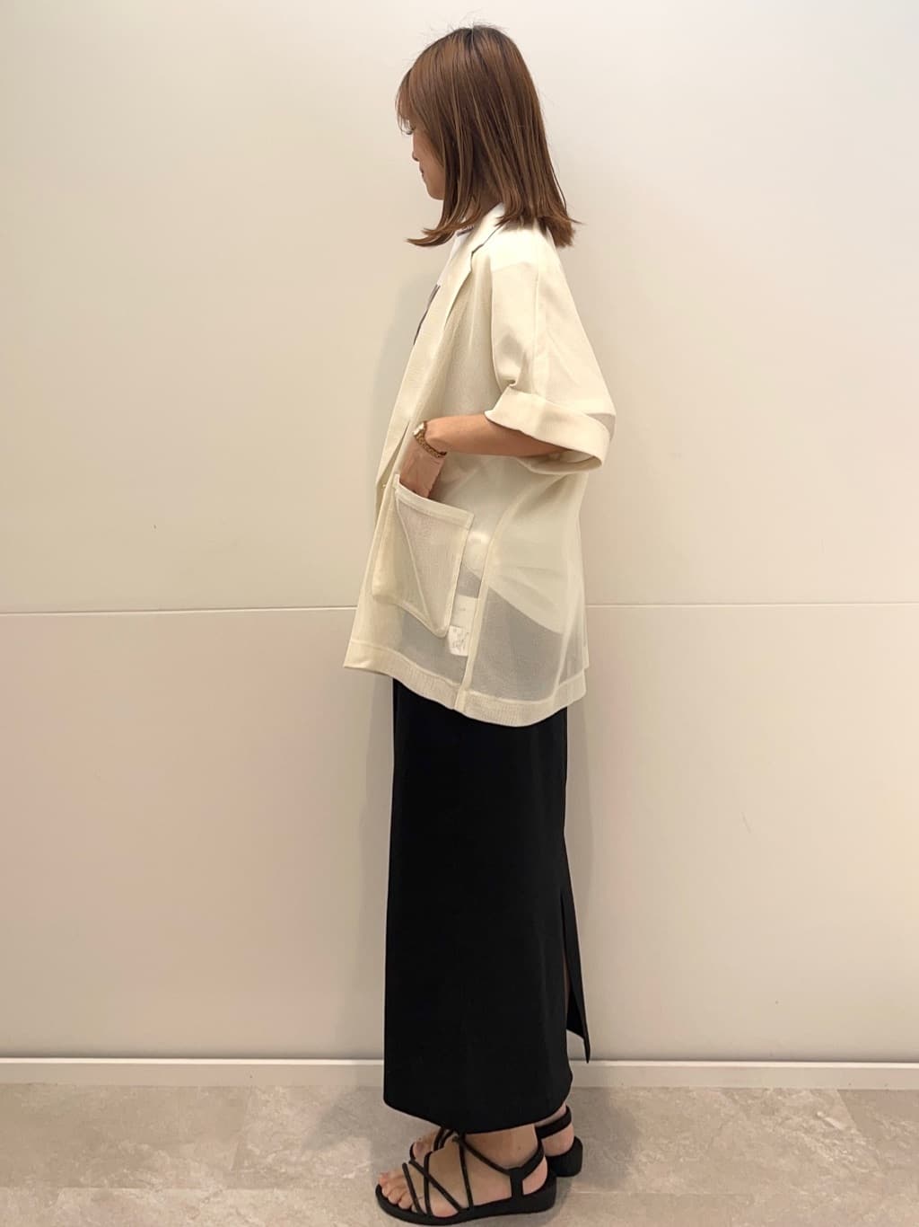 meeさんの「OPAQUE.CLIP｜イージーナロースカート／セットアップ対応【UVケア／接触冷感／洗濯機洗い可】」を使ったコーディネート