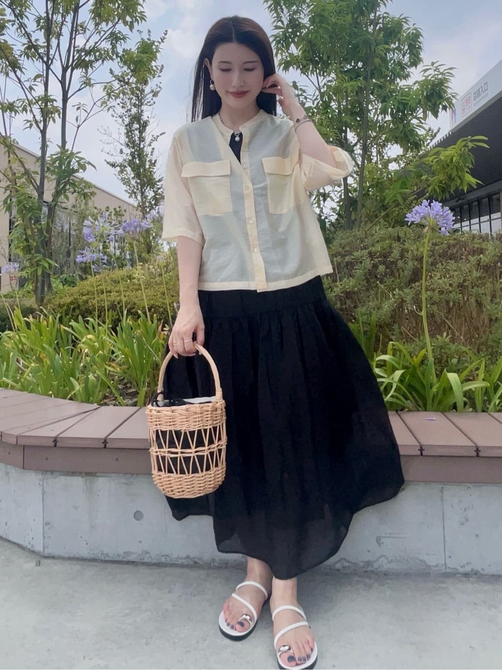 maiさんの「OPAQUE.CLIP｜シアーダブルポケットシャツ【洗濯機洗い可】」を使ったコーディネート