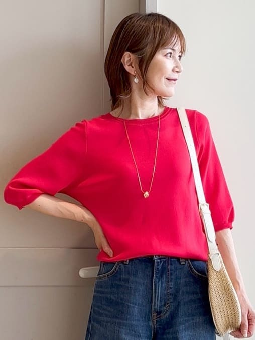 yamakoさんの「grove｜ひんやり多機能・やわらかドライタッチ五分袖プルオーバー」を使ったコーディネート