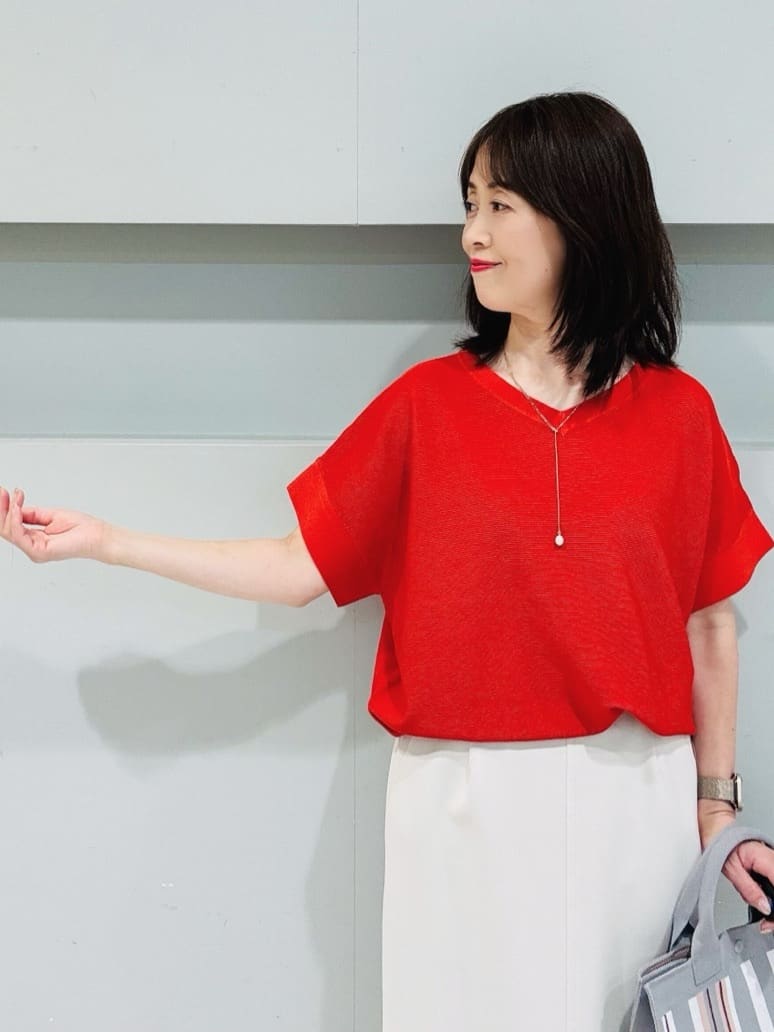 makiさんの「UNTITLED｜【手洗い可】マルチストライプニットバッグ」を使ったコーディネート