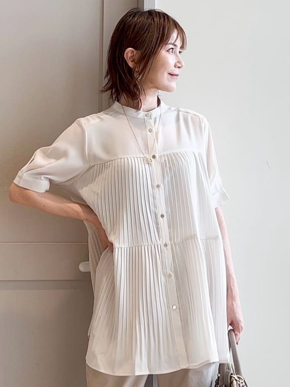yamakoさんの「grove｜【体型カバー】ラフに着たい　ティアードプリーツブラウス」を使ったコーディネート