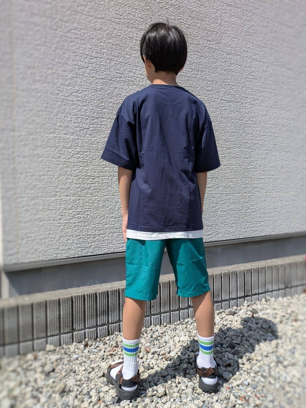 4410さんの「THE SHOP TK｜【110－160】レイヤード風半袖Tシャツ/洗濯機OK」を使ったコーディネート
