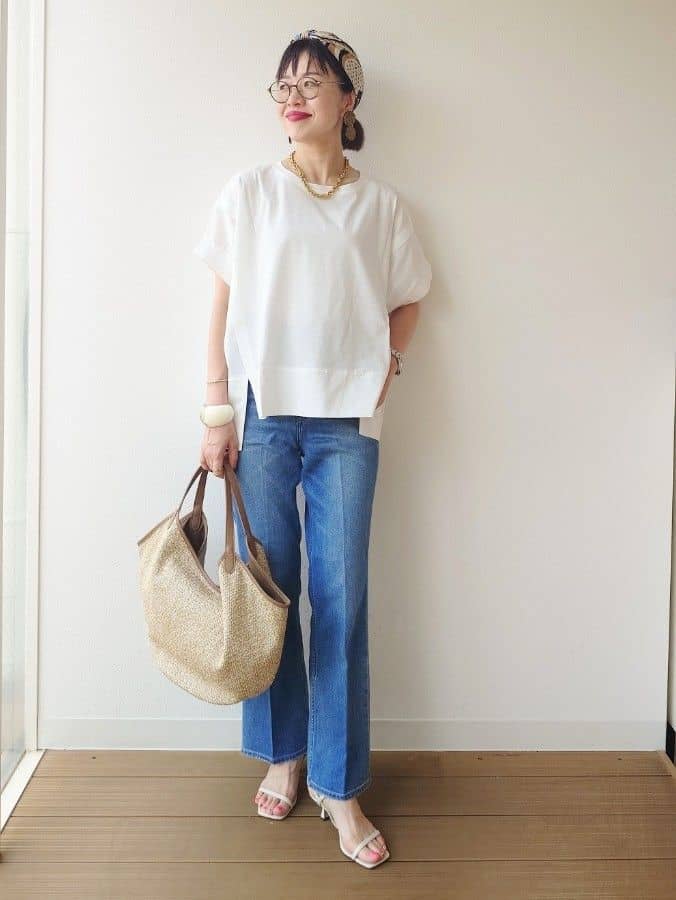 MUTSUKOさんの「UNTITLED｜【Audrey and John Wad】ダブルシルケット天竺デザインプルオーバー」を使ったコーディネート